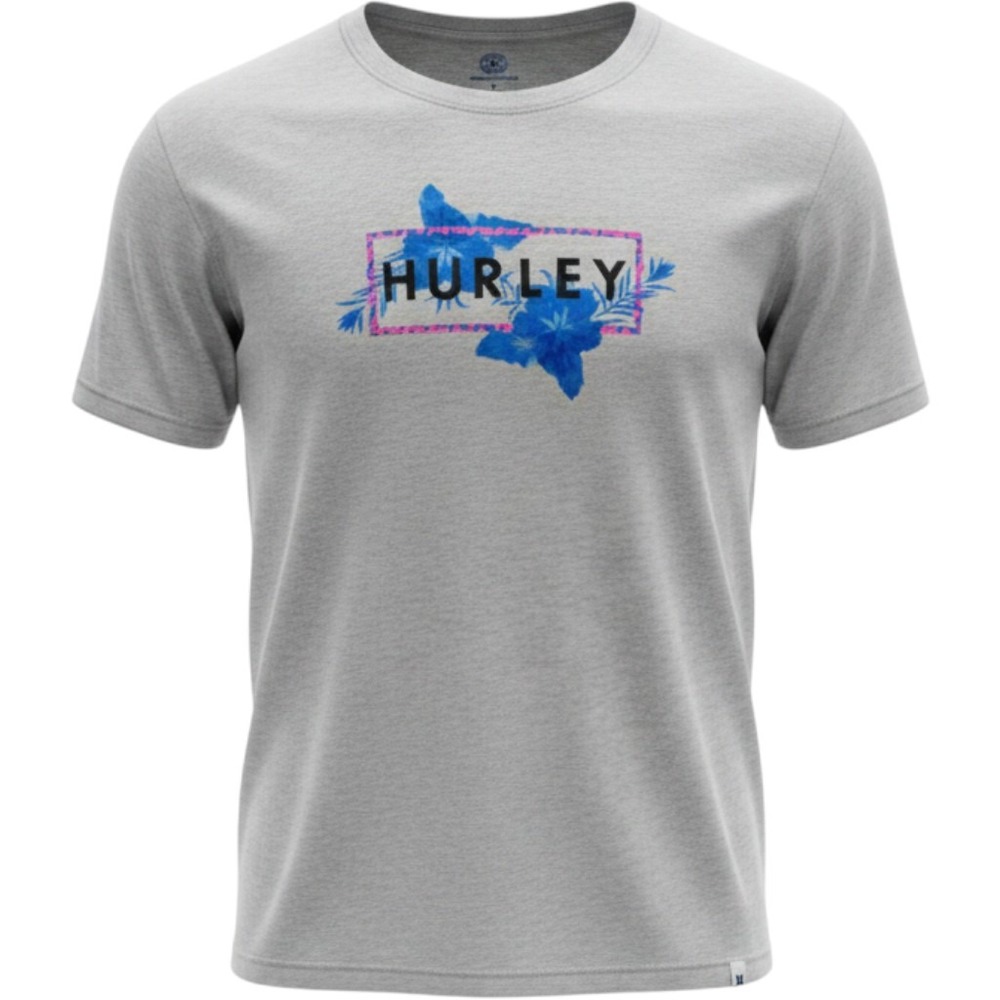 Hurley Womens Gray Tropical Floral Graphic T-Shirt Short Sleeve Small